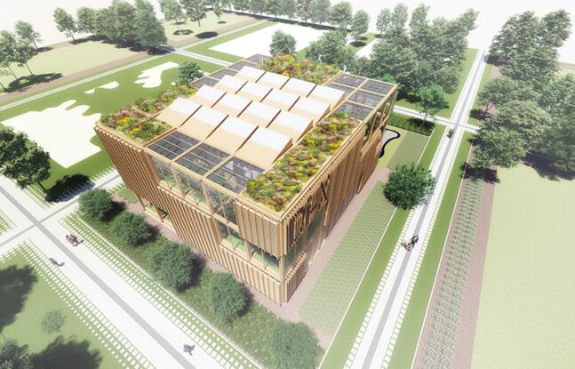 Sfeerimpressie vanuit vogelvluchtperspectief Di-x Het paviljoen, de ‘Dutch Innovation Experience