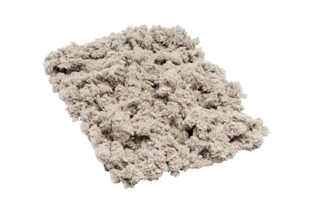 Close up van cellulose materiaal, grijs wollig spul